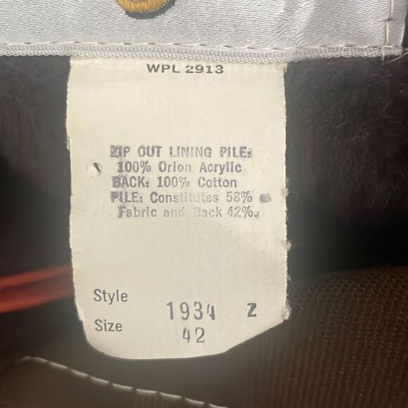 Vtg Deadstock 70s Brown Belted Jacket w Removable Faux Fur Lining 42 - Picture 14 of 15